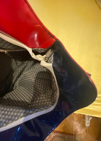 Renkli Baskılı Kırmızı Deri Kadın Çanta - Görsel 10