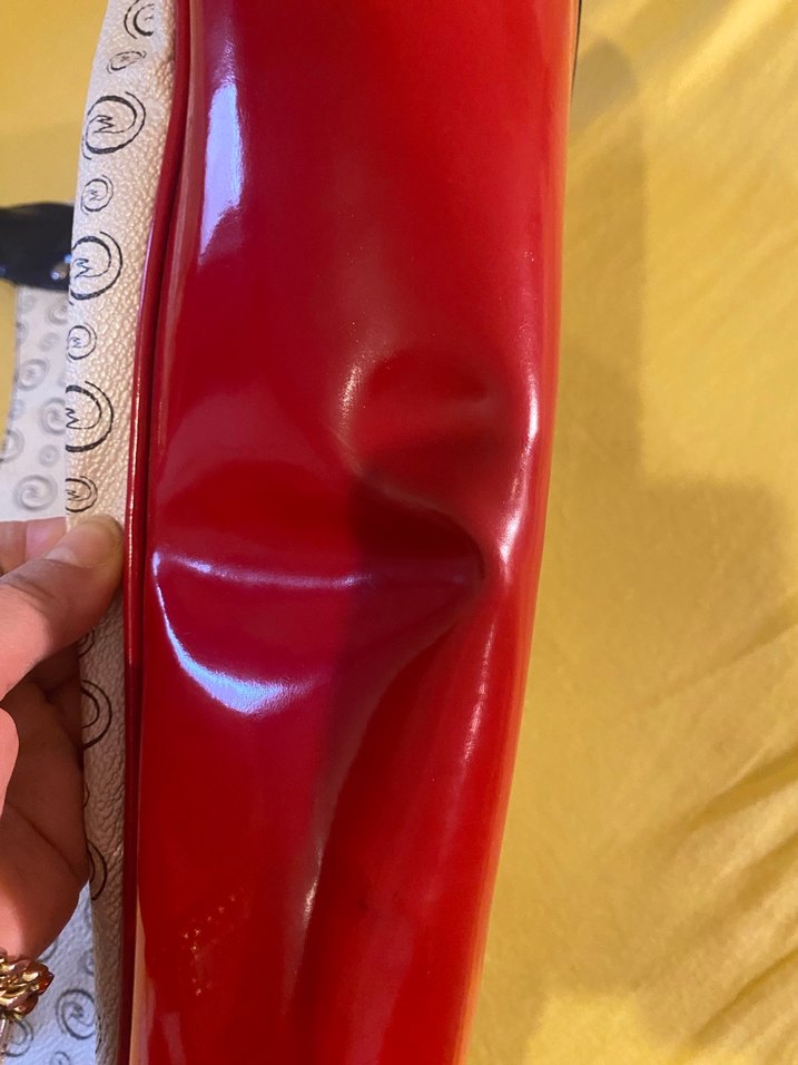 Renkli Baskılı Kırmızı Deri Kadın Çanta - Görsel 5