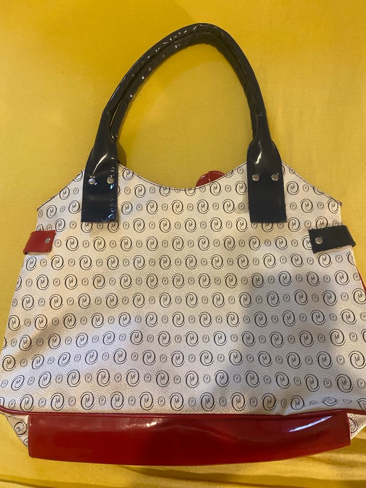 Renkli Baskılı Kırmızı Deri Kadın Çanta - Görsel 4