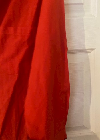 Düğmeli Kırmızı Kadın Keten Gömlek - Görsel 3