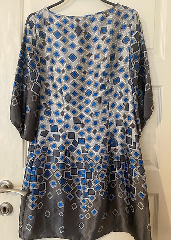 Mavi Desenli Uzun Kollu Midi Elbise - Görsel 6