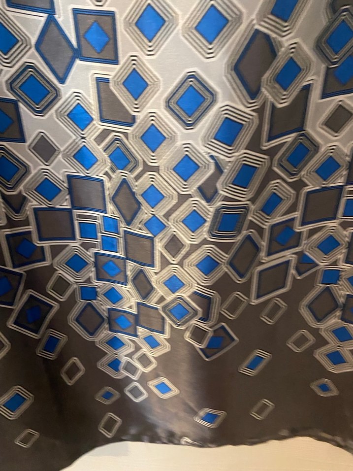 Mavi Desenli Uzun Kollu Midi Elbise - Görsel 4