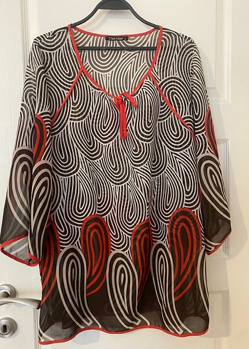 Desenli Bohem Hamile Tunik, V Yaka, Uzun Kollu - Görsel 2