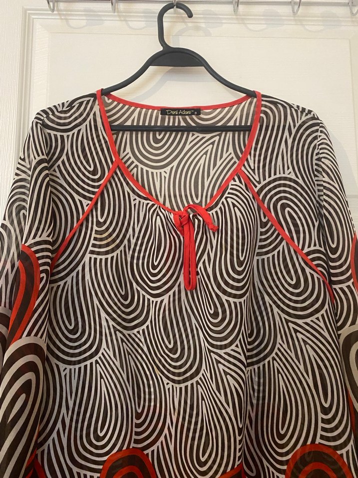 Desenli Bohem Hamile Tunik, V Yaka, Uzun Kollu - Görsel 4