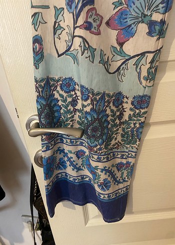 Bohem Çok Renkli Çiçek Desenli Rahat Keten Pantolon - Görsel 5