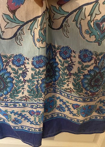 Bohem Çok Renkli Çiçek Desenli Rahat Keten Pantolon - Görsel 6