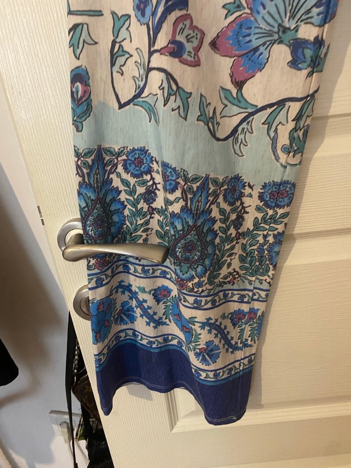 Bohem Çok Renkli Çiçek Desenli Rahat Keten Pantolon - Görsel 5