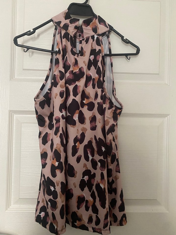 Kadın Leopar Desenli Kolsuz blüz - Görsel 5