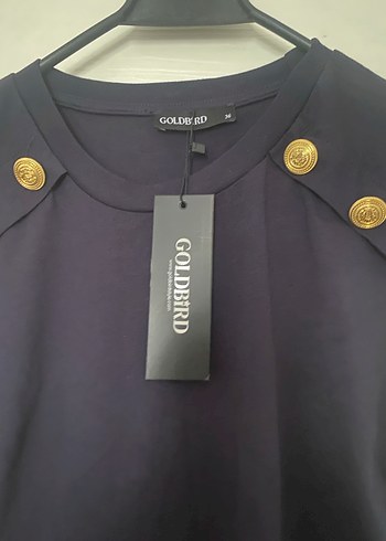 Düğmeli Lacivert Kadın Süet Bluz - Görsel 3