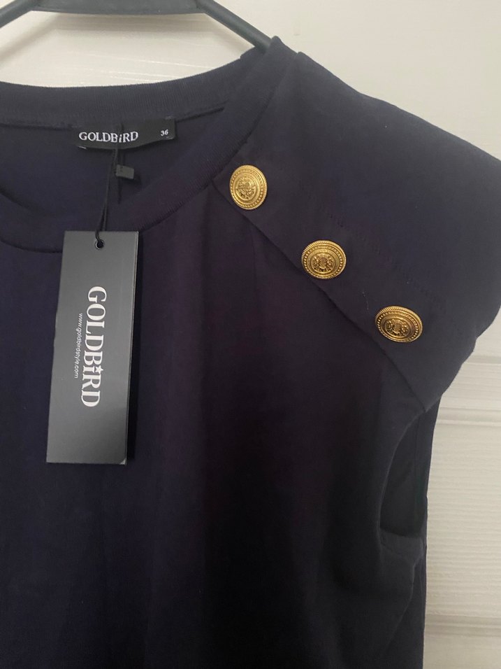 Düğmeli Lacivert Kadın Süet Bluz - Görsel 4