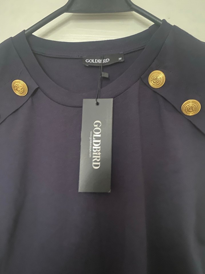 Düğmeli Lacivert Kadın Süet Bluz - Görsel 3