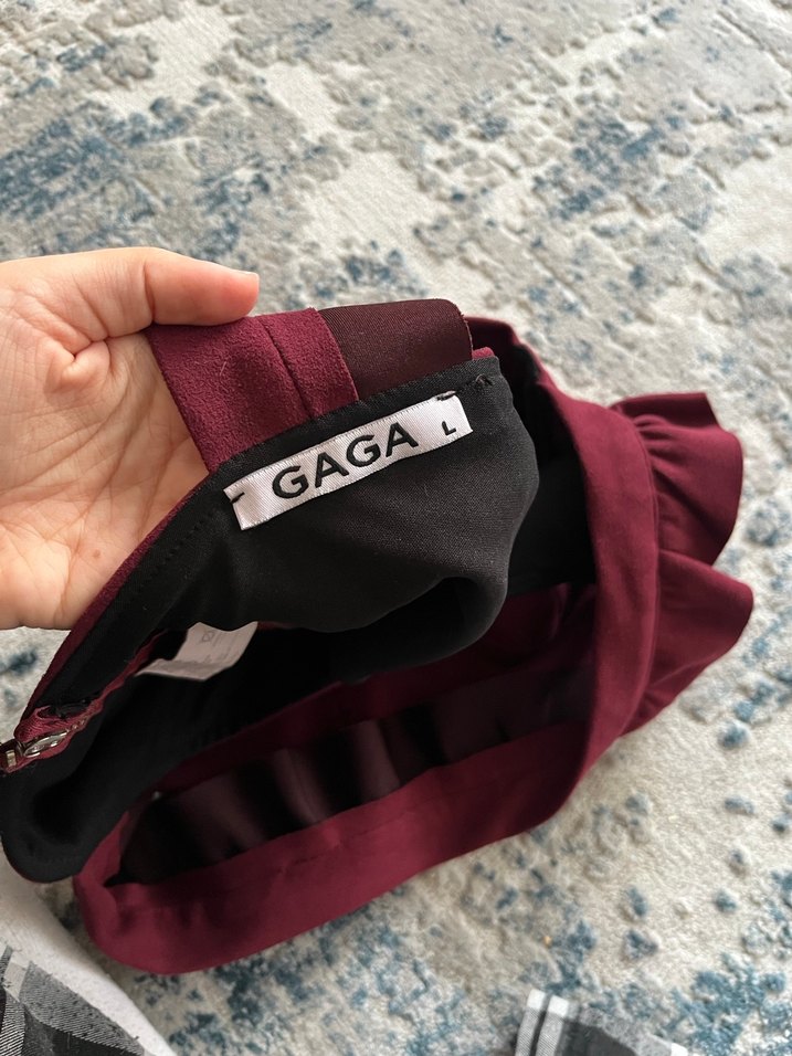 Bordo Süet Fırfırlı V Yaka Mini Büstiyer Kadife - Görsel 4