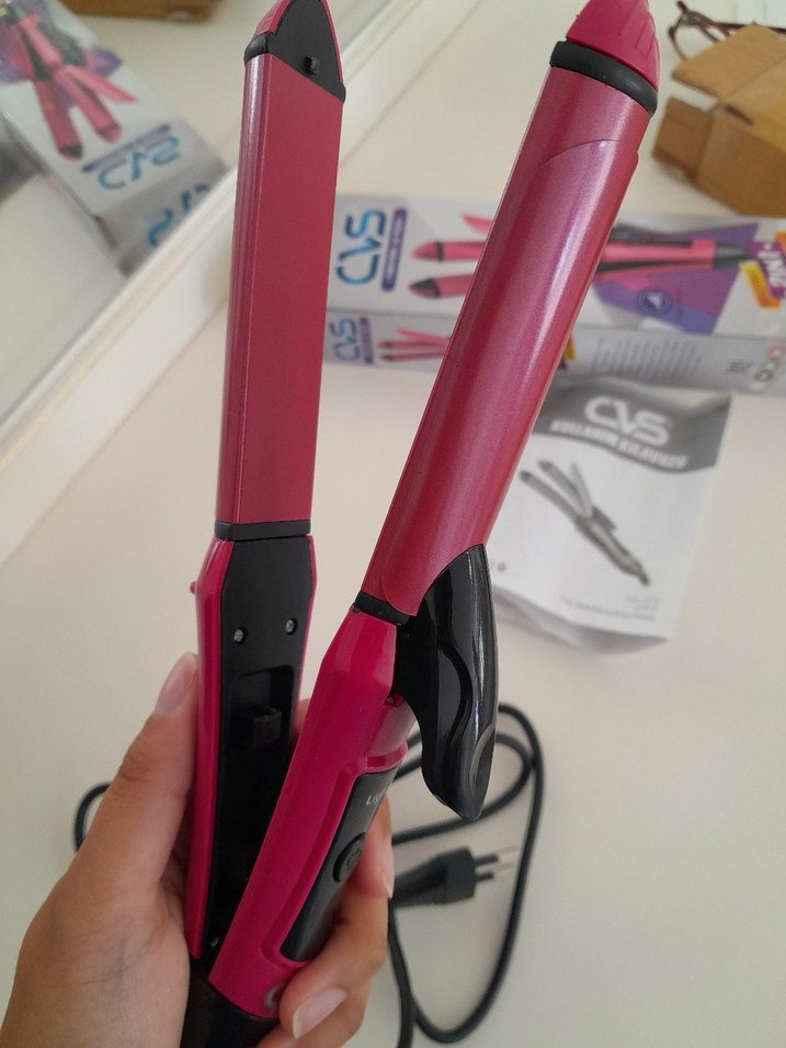 Pembe Saç Düzleştirici Maşa 2'si bir arada marka cvs - Görsel 4