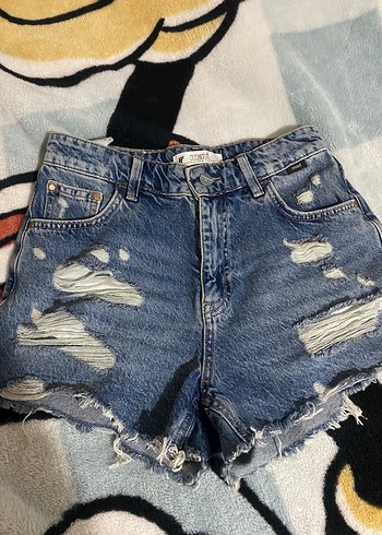 Kadın Mavi Yeni Sezon Yırtık Mini Kot Şort