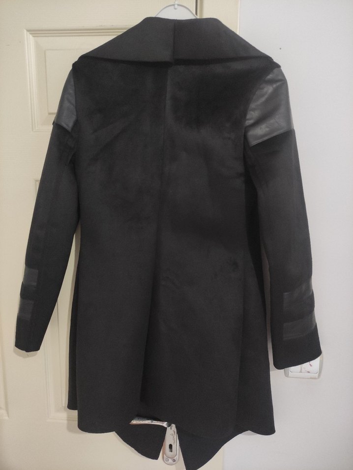 Siyah Uzun Süet Kadın Kaban - Görsel 2