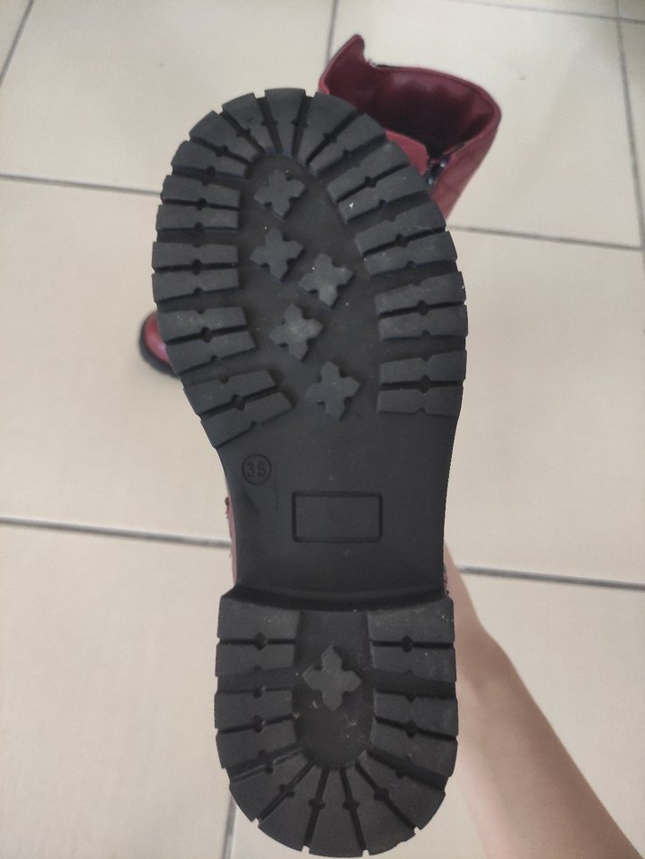 Bordo Deri Tokalı Biker Çocuk Bot - Görsel 3