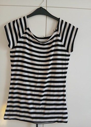 Collezione Siyah-Beyaz Çizgili Kolsuz Bluz - Görsel 2