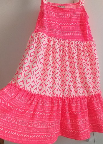 LC Waikiki Kız Çocuk Pembe Fırfırlı Bohem Elbise - Görsel 2