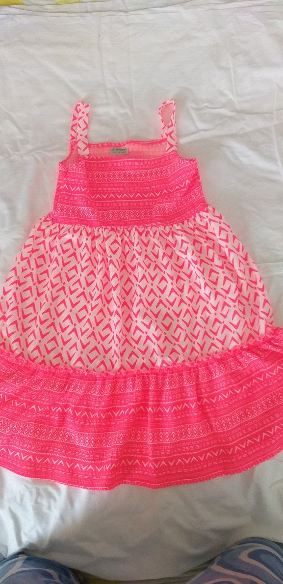 LC Waikiki Kız Çocuk Pembe Fırfırlı Bohem Elbise - Görsel 5