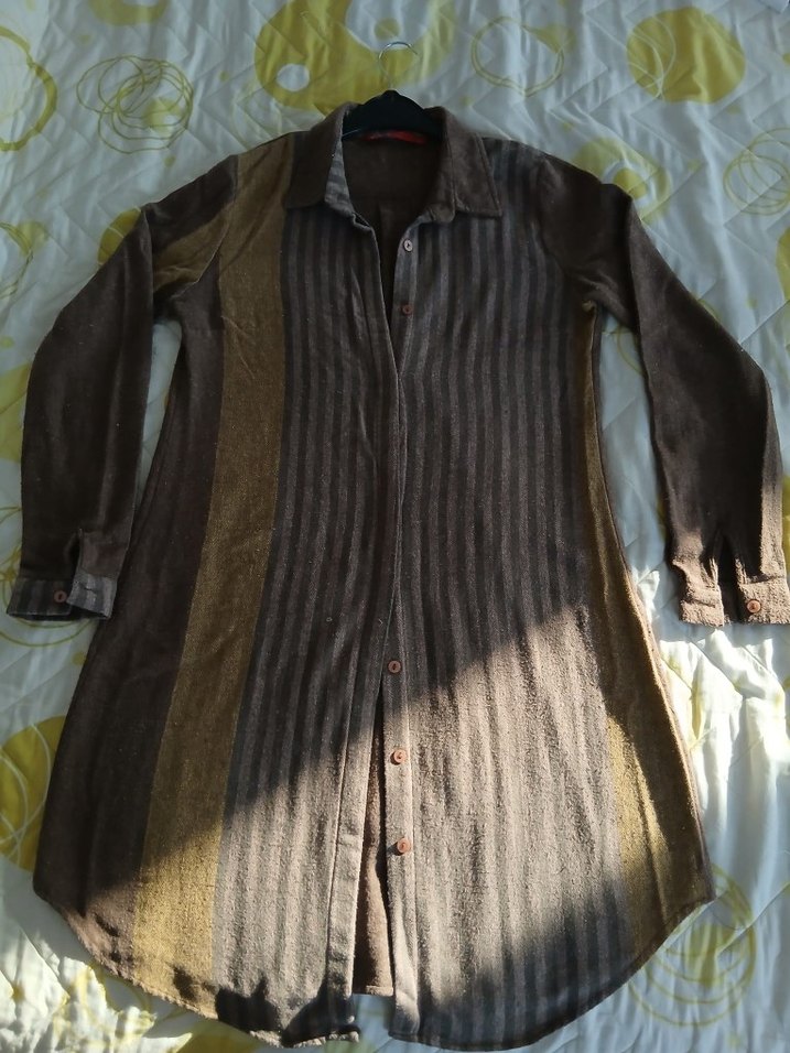 Düğmeli  Oduncu Kumaş Uzun Gömlek - Görsel 3