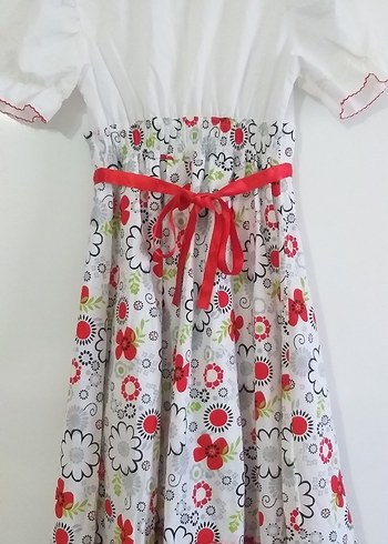 Çiçek Desenli Renkli Kız Elbisesi - Görsel 5