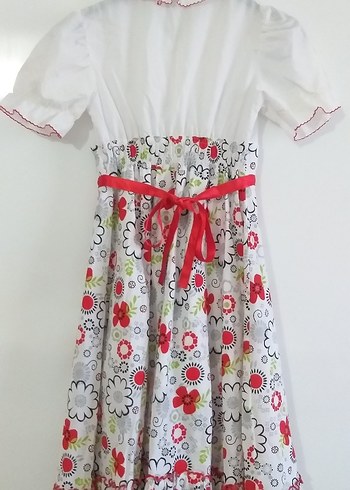 Çiçek Desenli Renkli Kız Elbisesi - Görsel 6