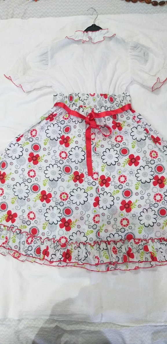 Çiçek Desenli Renkli Kız Elbisesi - Görsel 2