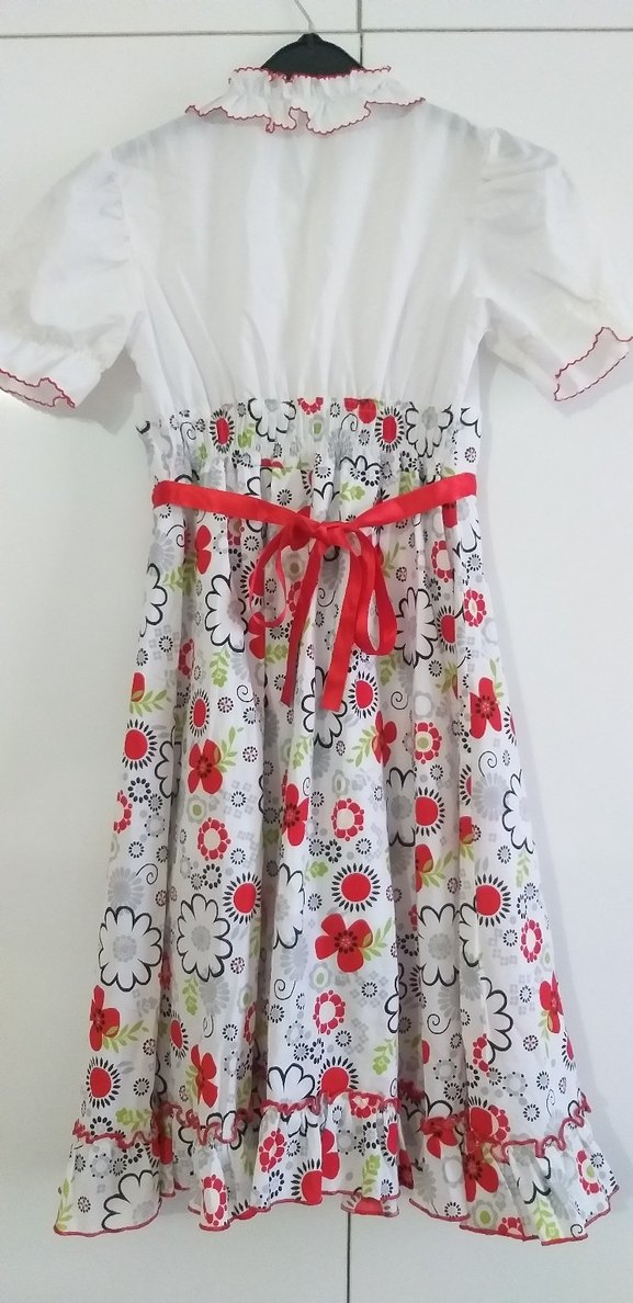 Çiçek Desenli Renkli Kız Elbisesi - Görsel 5