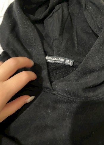 Siyah Kapüşonlu Kadın Sweatshirt - Görsel 2