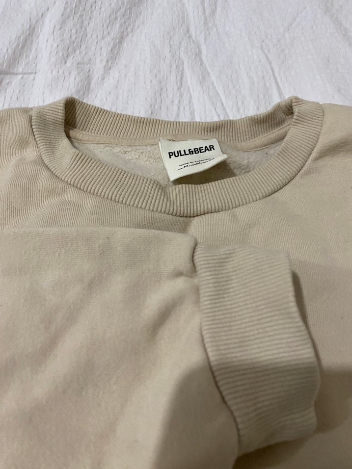 Bej Kadın Keten Sweatshirt - Görsel 2