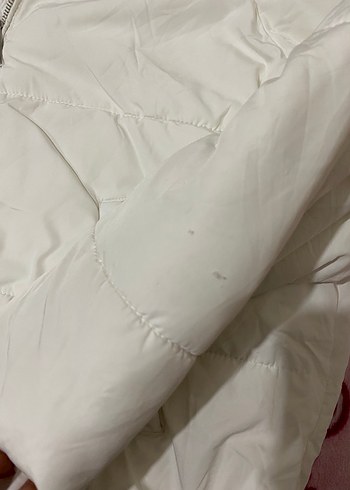Beyaz Kapüşonlu Fermuarlı Kadın Kış Ceketi - Görsel 7