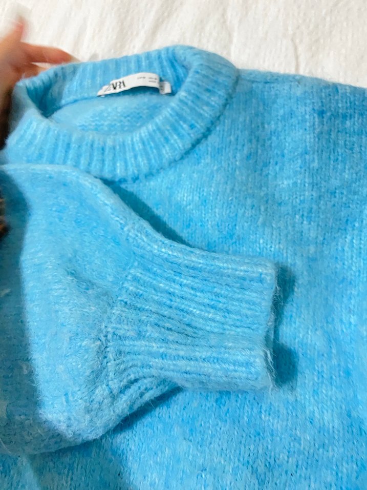 Mavi Triko Kadın Kazak, Rahat Kesim - Görsel 4