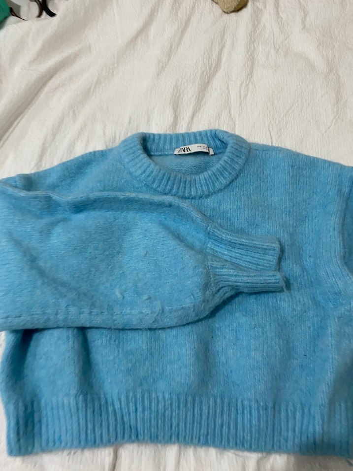 Mavi Triko Kadın Kazak, Rahat Kesim - Görsel 2