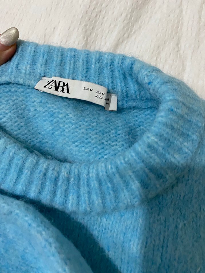 Mavi Triko Kadın Kazak, Rahat Kesim - Görsel 3