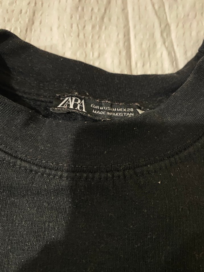 Siyah Keten Kumaşlı Kadın Sweatshirt - Görsel 2