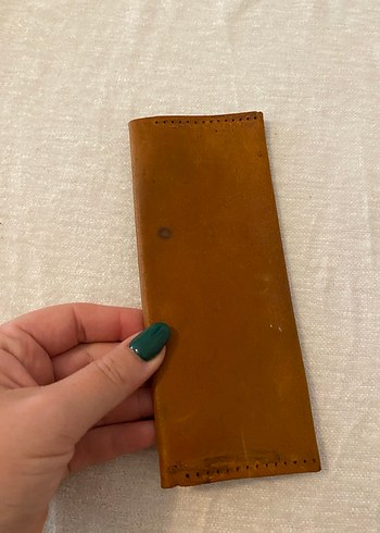 Düğmeli Bej Deri Kadın Cüzdanı - Görsel 2