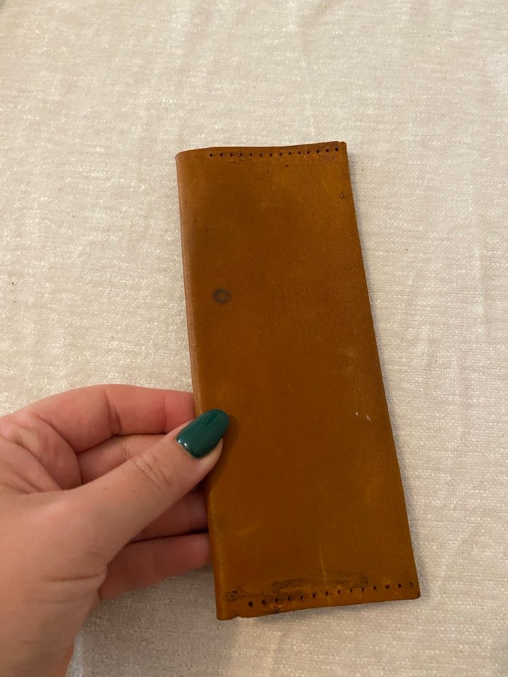 Düğmeli Bej Deri Kadın Cüzdanı - Görsel 2