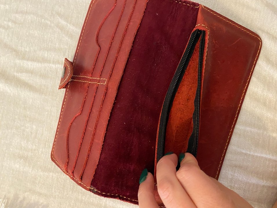 Kahverengi Deri Vintage Kadın Cüzdanı - Görsel 4