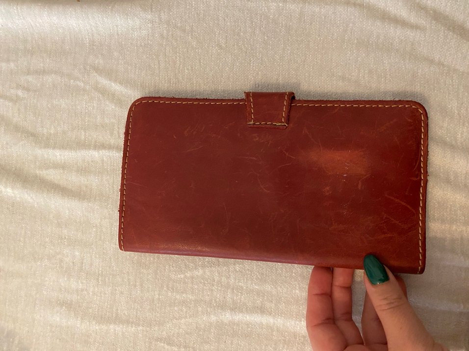 Kahverengi Deri Vintage Kadın Cüzdanı - Görsel 3