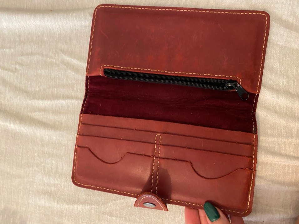 Kahverengi Deri Vintage Kadın Cüzdanı - Görsel 2