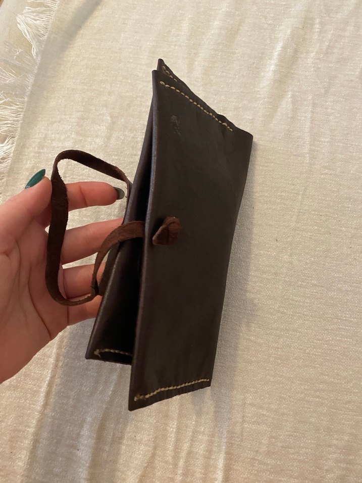 Kahverengi Deri Kadın Portföy Çanta - Görsel 4