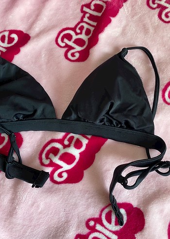 s Beden siyah Renk Siyah Bağlamalı Üçgen Bikini Üstü