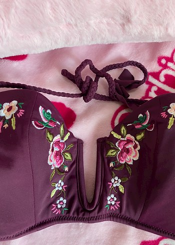 Penti Bordo Nakışlı Bohem Bikini Üstü