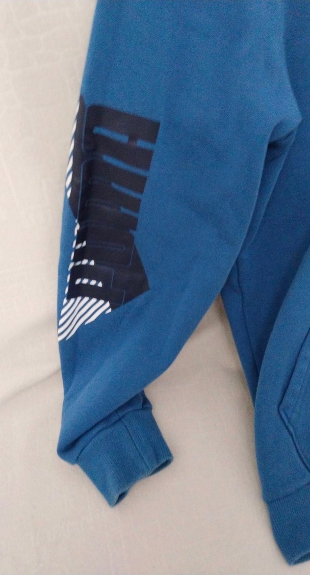 Erkek Mavi Kapüşonlu Sweatshirt - Görsel 2