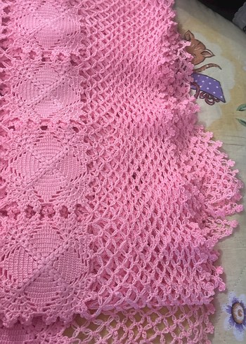 Pembe El Örgüsü Örtü yatak örtüsü - Görsel 2