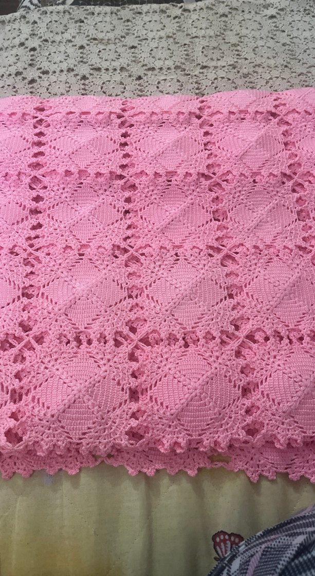 Pembe El Örgüsü Örtü yatak örtüsü - Görsel 3