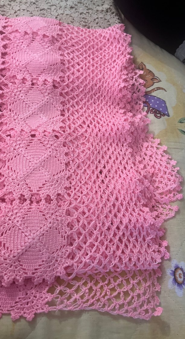 Pembe El Örgüsü Örtü yatak örtüsü - Görsel 2