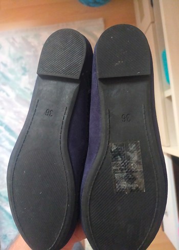 H&M Lacivert Süet Kadın Babet