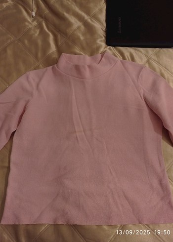 Düğmeli Pembe Boğazlı Kadın Kazak