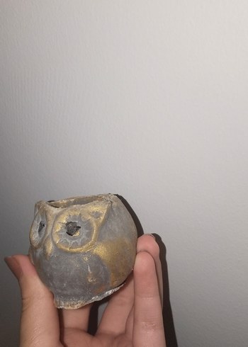 Bej Gri Baykuş Figürin - Görsel 3